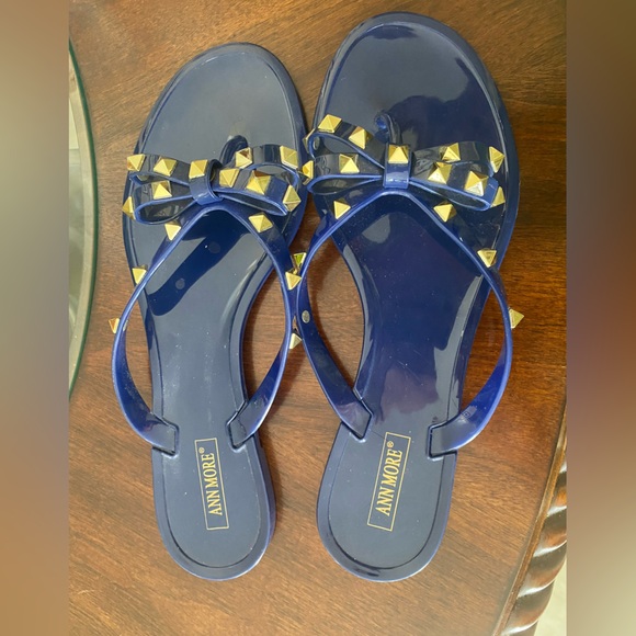 Navy Sandals with Gold Studs - Picture 3 of 5